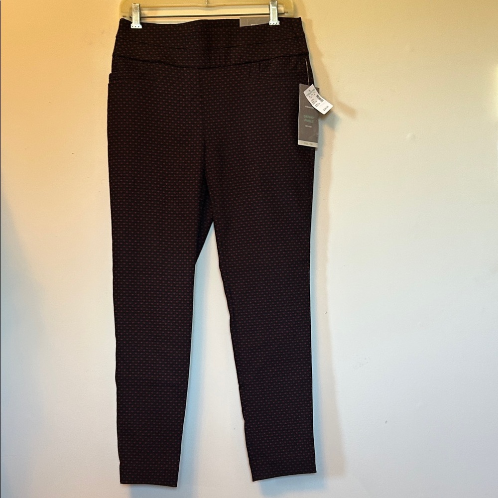 Maurice’s stretch pants black/ red polka dots skinny ankle mid rise size small